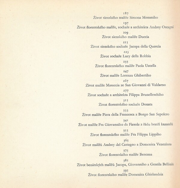 Giorgio Vasari: ŽIVOTY NEJVÁZNAČNĚJŠÍCH MALÍŘŮ, SOCHAŘŮ A ARCHITEKTŮ I.
