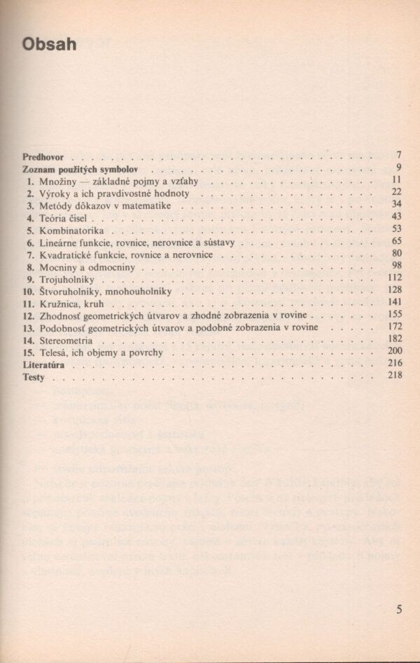 V. Burjan, L. Hrdina, M. Maxian: PREHĽAD MATEMATIKY 1.ČASŤ
