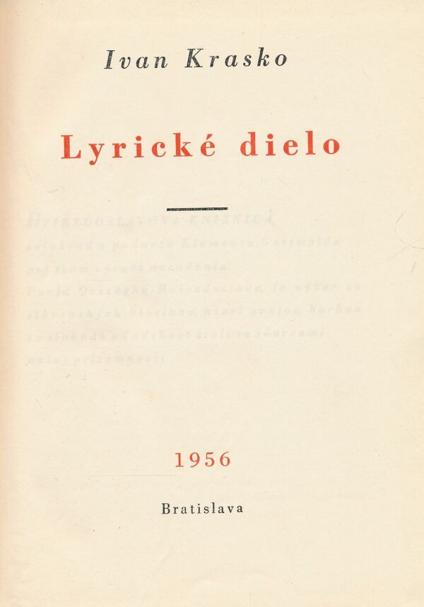 Ivan Krasko: Lyrické dielo