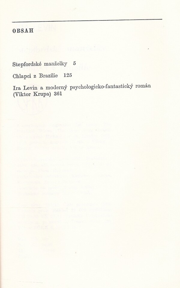 Ira Levin: STEPFORDSKÉ MANŽELKY. CHLAPCI Z BRAZILIE