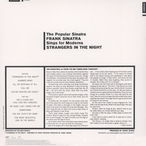 Frank Sinatra: STRANGERS IN THE NIGHT - LP