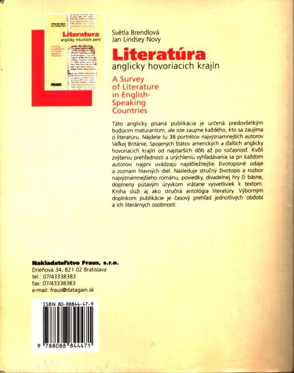 S. Brendlová, Jan Lindsey Novy: LITERATÚRA ANGLICKY HOVORIACICH KRAJÍN