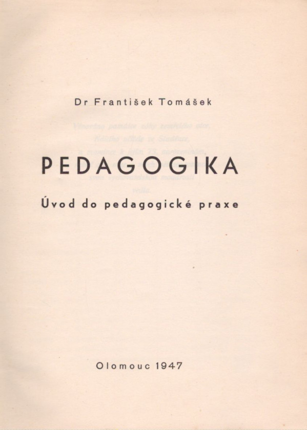František Tomášek: PEDAGOGIKA