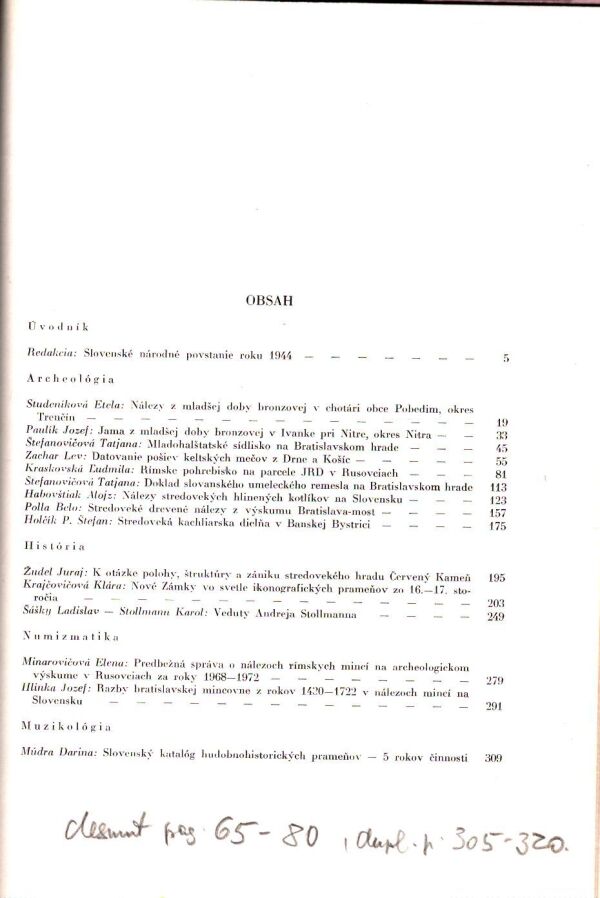ZBORNÍK SLOVENSKÉHO NÁRODNÉHO MÚZEA - HISTÓRIA 14