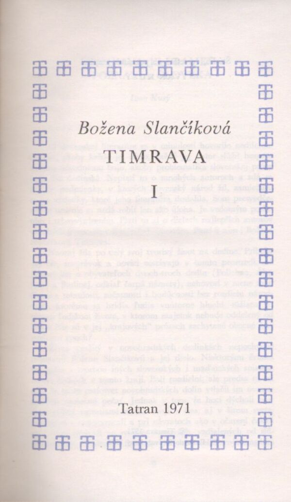 Slančíková Božena Timrava: TIMRAVA I.,II.