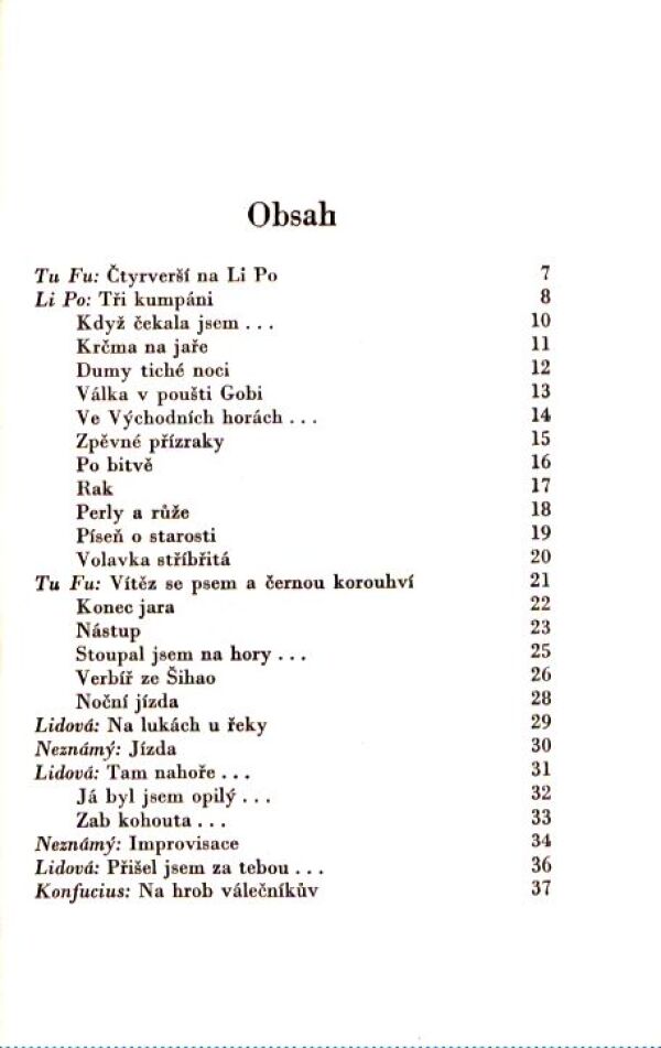 Boh. Mathesius: ZPĚVY STARÉ ČÍNY