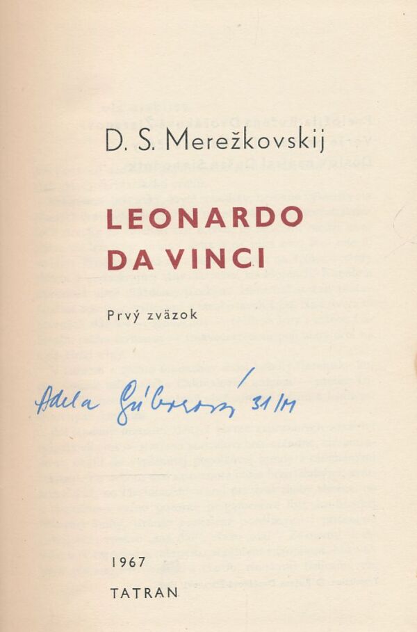 D. S. Meržekovskij: Leonardo Da Vinci