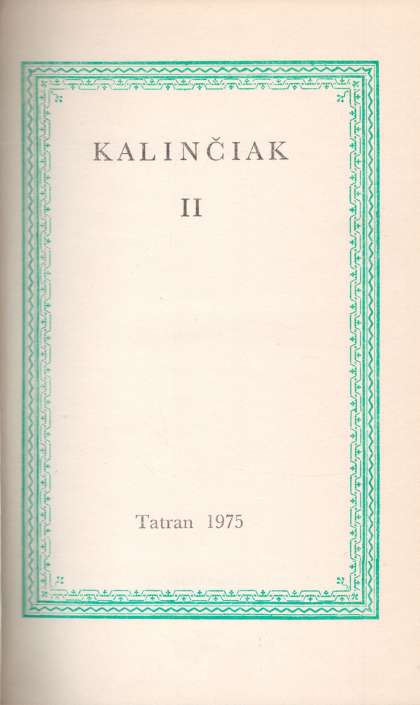 Ján Kalinčiak: KALINČIAK II.
