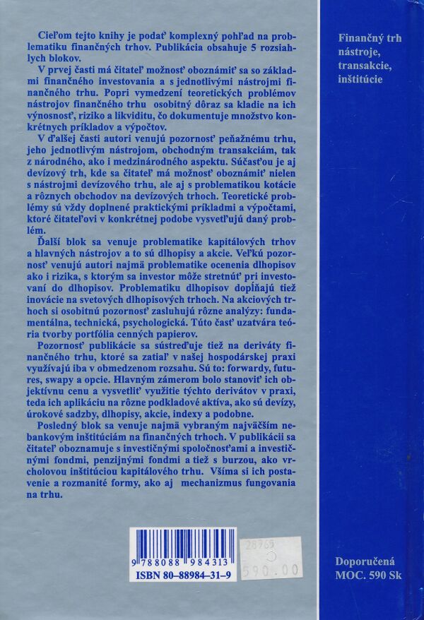B. Chovancová, A. Jankovská, J. Kotlebová, B. Šturc: Finančný trh