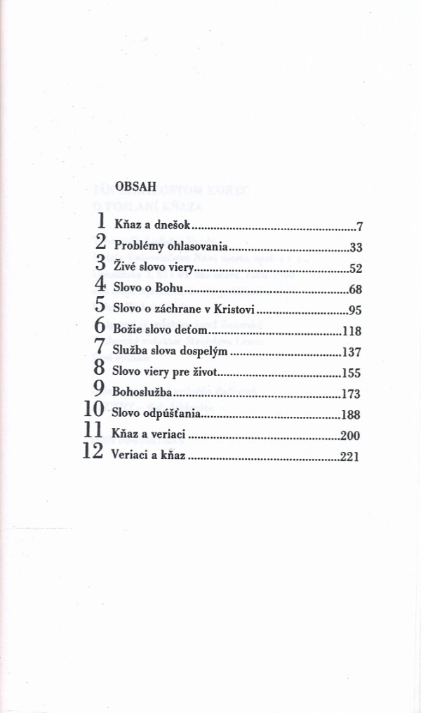 J. Ch. Korec: O POSLANÍ KŇAZA