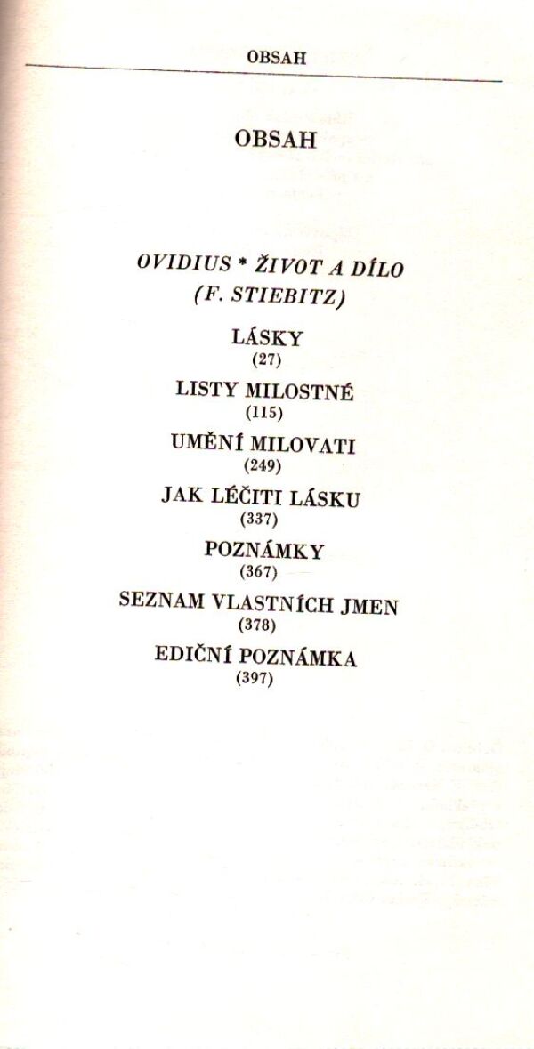 Ovidius: O LÁSCE A MILOVÁNÍ