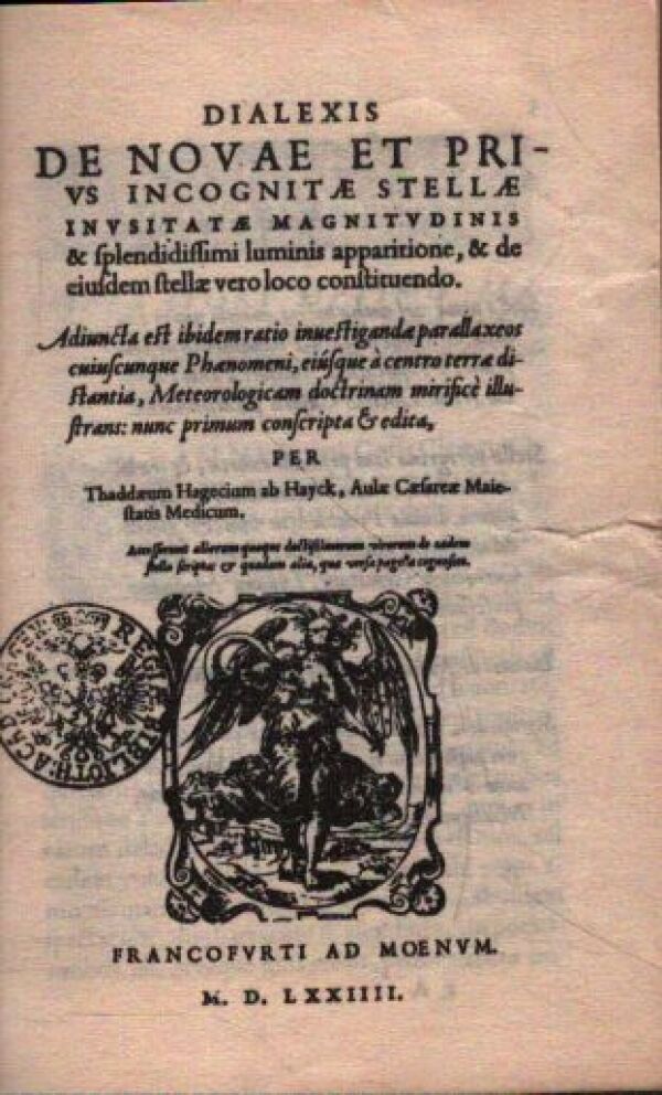 z Hájku Tadeáš Hájek: DIALEXIS DE NOVAE ET PRIUS INCOGNITAE STELLAE