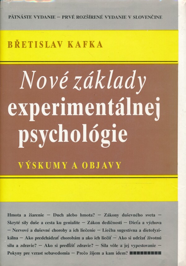 Břetislav Kafka: NOVÉ ZÁKLADY EXPERIMENTÁLNEJ PSYCHOLÓGIE
