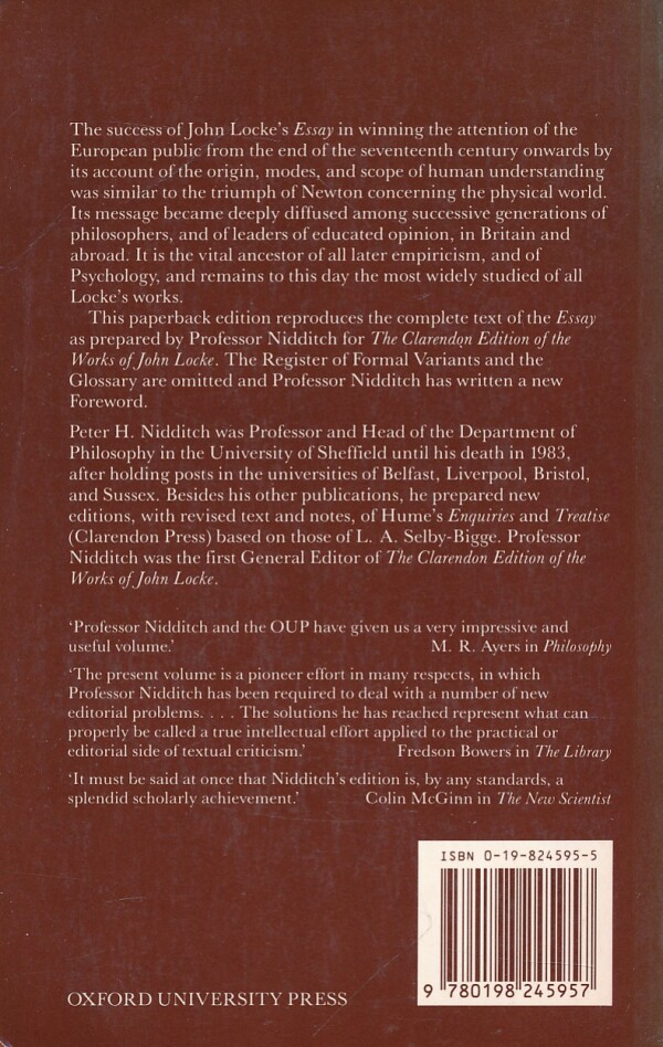 John Locke: AN ESSAY CONCERNING HUMAN UNDERSTANDING