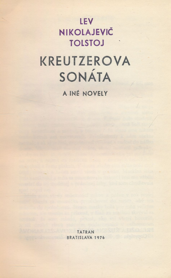 Lev Nikolajevič Tolstoj: Kreutzerova sonáta a iné novely