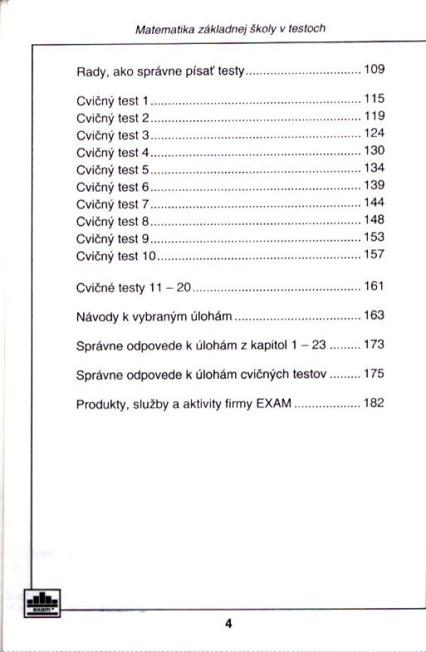 V. Burjan, A. Bastlová: MATEMATIKA ZÁKLADNEJ ŠKOLY V TESTOCH