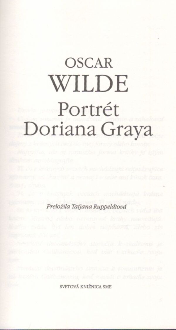 Oscar Wilde: PORTRÉT DORIANA GRAYA