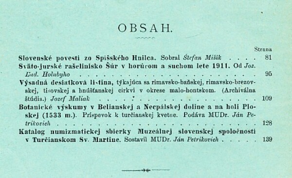 SBORNÍK MUSEÁLNEJ SLOVENSKEJ SPOLOČNOSTI R.XVII.SV.I,II 1912