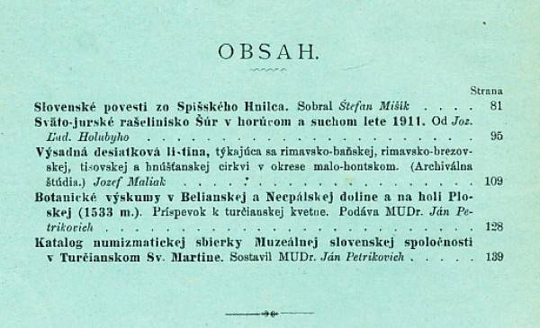SBORNÍK MUSEÁLNEJ SLOVENSKEJ SPOLOČNOSTI R.XVII.SV.I,II 1912
