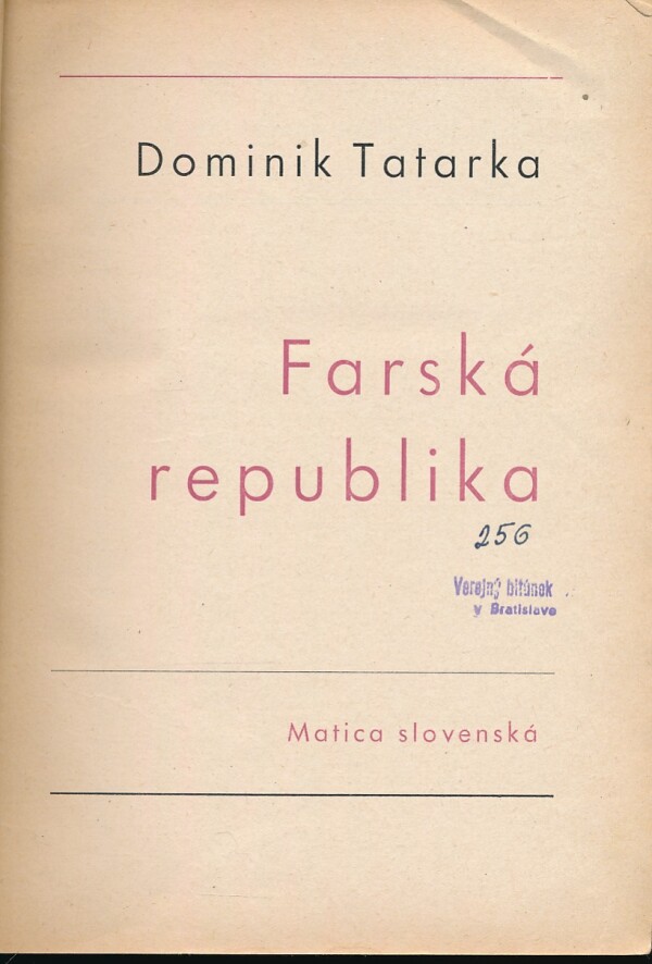 Dominik Tatarka: FARSKÁ REPUBLIKA