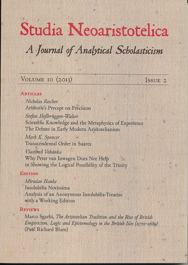 STUDIA NEOARISTOTELICA - VOLUME 10 (2013) - ISSUE 2