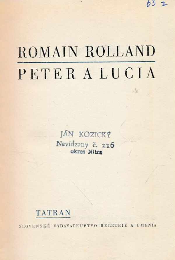 Romain Rolland: PETER A LUCIA