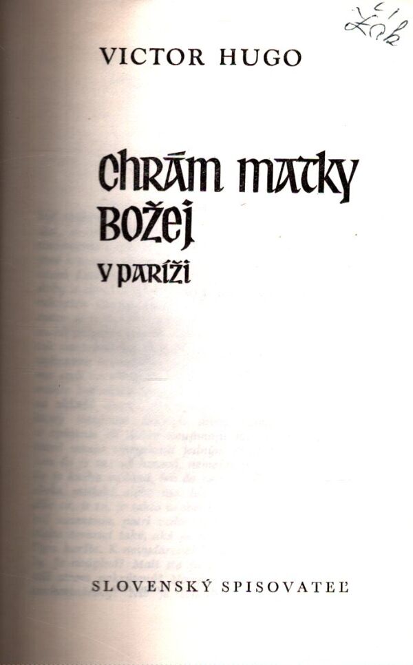Victor Hugo: CHRÁM MATKY BOŽEJ V PARÍŽI