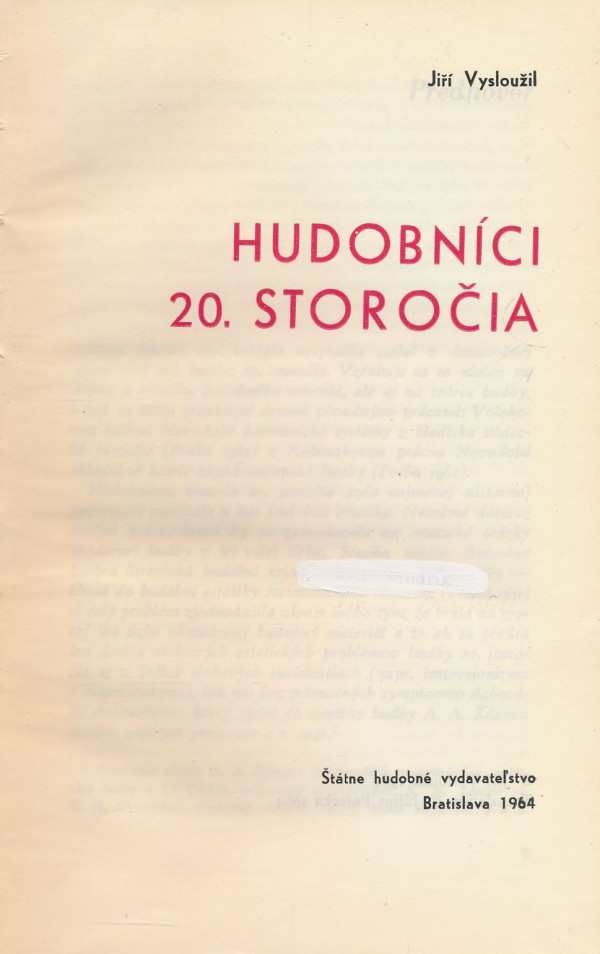 Jiří Vysloužil: Hudobníci 20. storočia