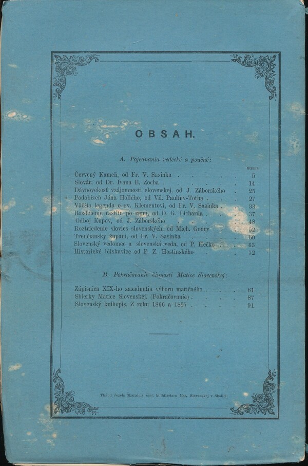 Viliam Paulíny-Tóth: LETOPIS MATICE SLOVENSKEJ - ROČNÍK V. SVÄZOK I.-II.