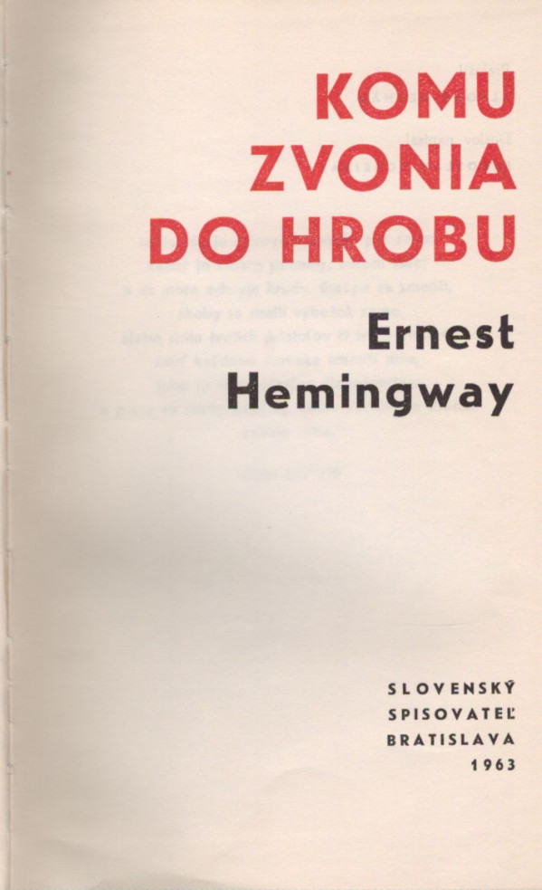 Ernest Hemingway: KOMU ZVONIA DO HROBU