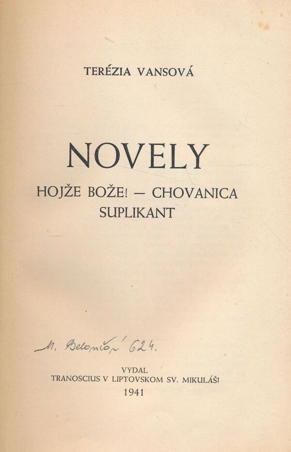 Terézia Vansová: Novely