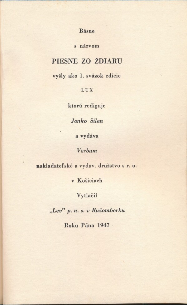 Janko Silan: PIESNE ZO ŽDIARU