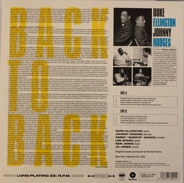 Duke Ellington, Johnny Hodges: BACK TO BACK - LP