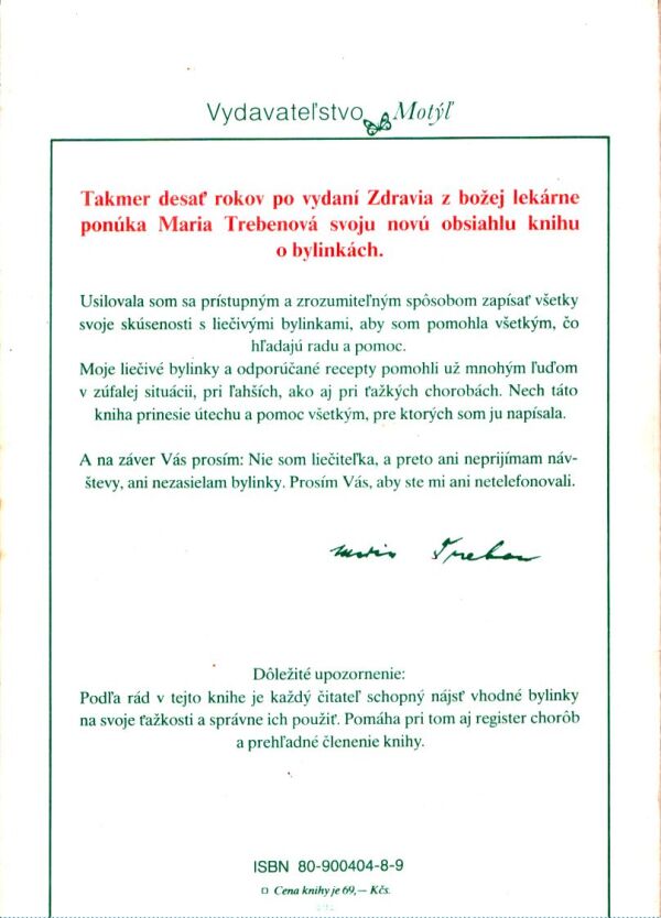 Maria Trebenová: LIEČIVÉ RASTLINY Z BOŽEJ ZÁHRADY