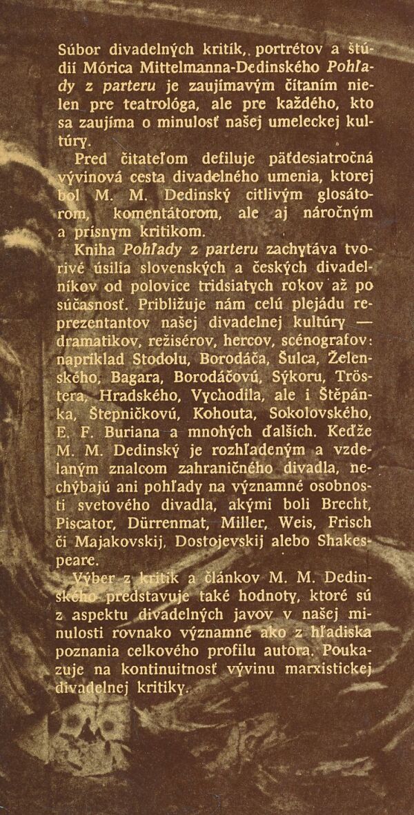 Móric Mittelmann-Dedinský: Pohľady z parteru