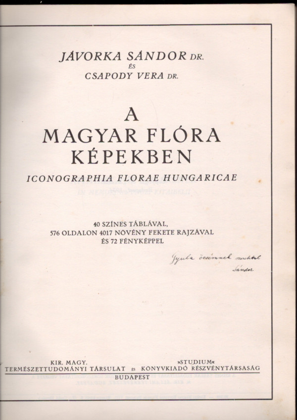 Jávorka Sándor, Csapody Vera: A MAGYAR FLÓRA KÉPEKBEN