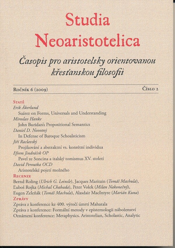 STUDIA NEOARISTOTELICA - ROČNÍK 6 (2009) - ČÍSLO 2