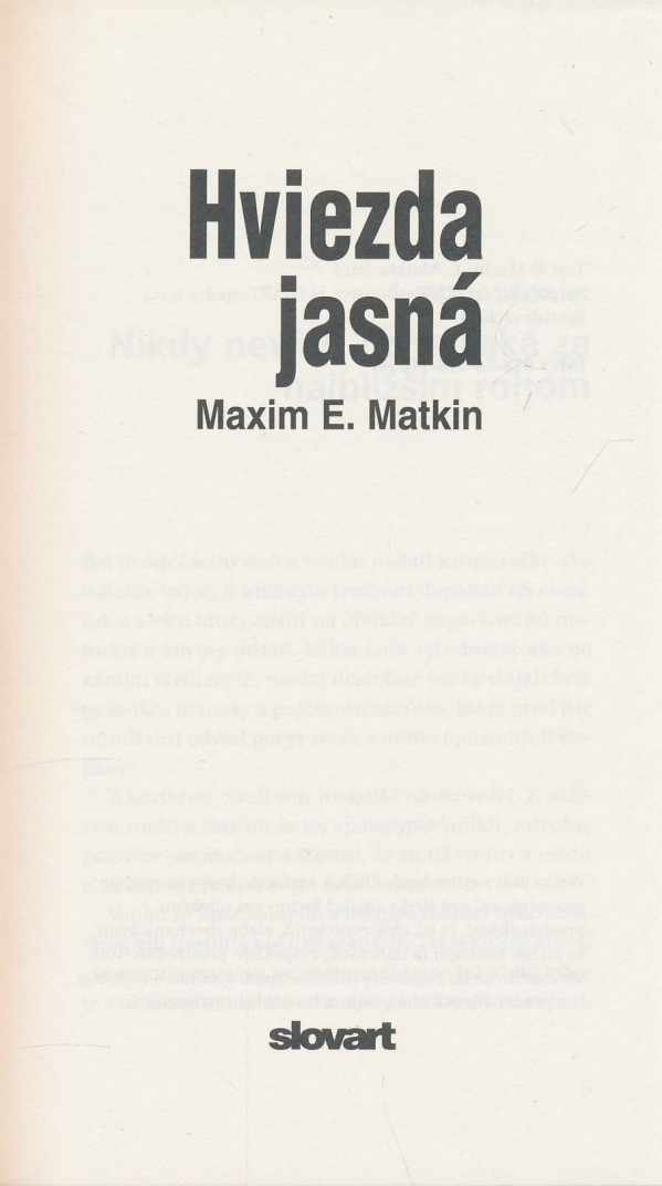 Maxim E. Matkin: Hviezda jasná