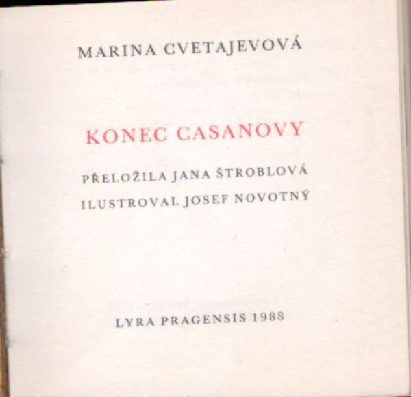 Marina Cvetajevová: KONEC CASANOVY