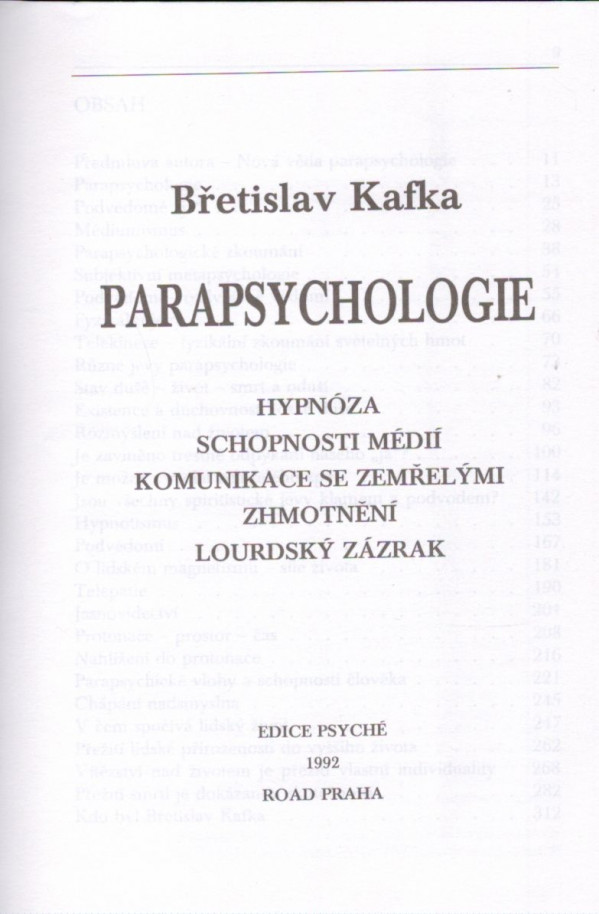 Břetislav Kafka: PARAPSYCHOLOGIE
