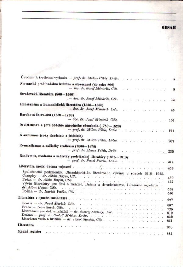 Milan Pišút a kol.: DEJINY SLOVENSKEJ LITERATÚRY