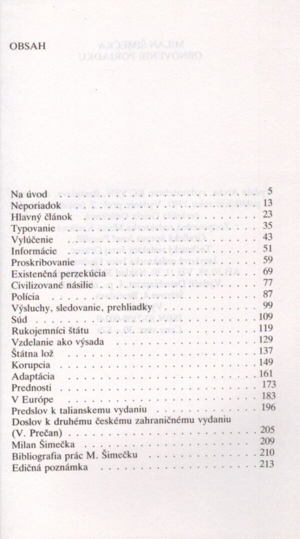 Milan Šimečka: OBNOVENIE PORIADKU