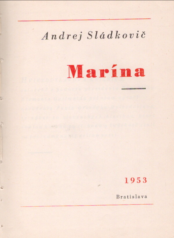 Andrej Sládkovič: MARÍNA