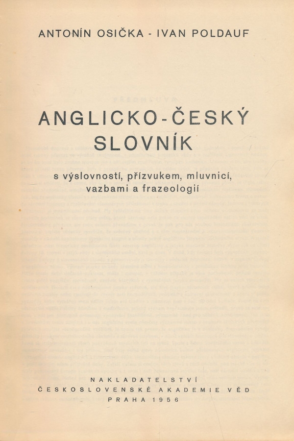 Antonín Osička, Ivan Poldauf: Anglicko-český slovník