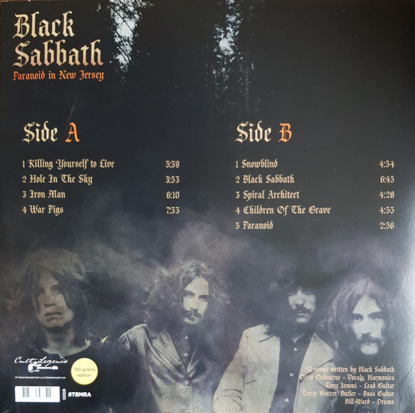 Black Sabbath: PARANOID IN NEW JERSEY - LP