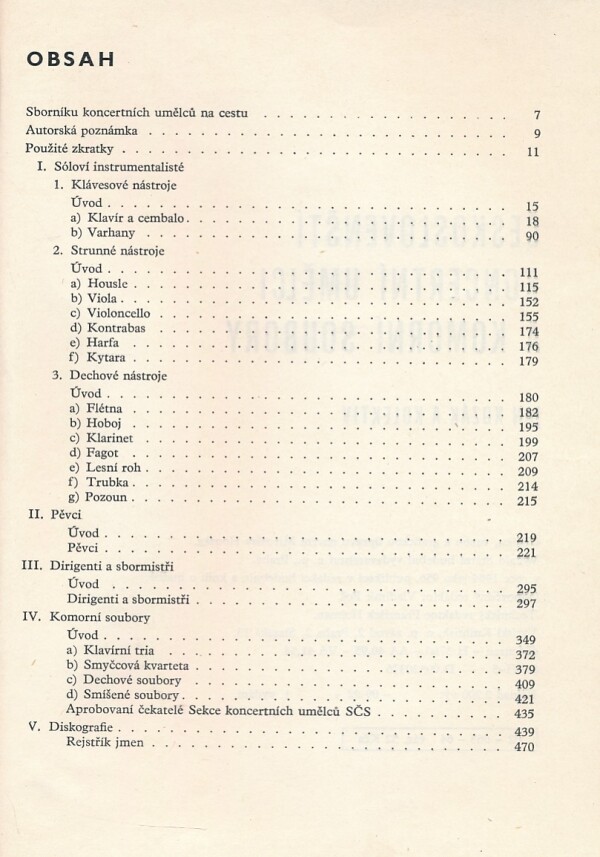 ČESKOSLOVENŠTÍ KONCERTNÍ UMĚLCI A KOMORNÍ SOUBORY