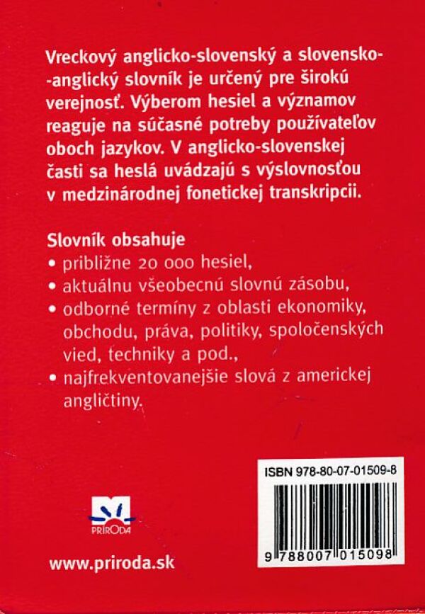 ANGLICKO-SLOVENSKÝ SLOVENSKO-ANGLICKÝ VRECKOVÝ SLOVNÍK