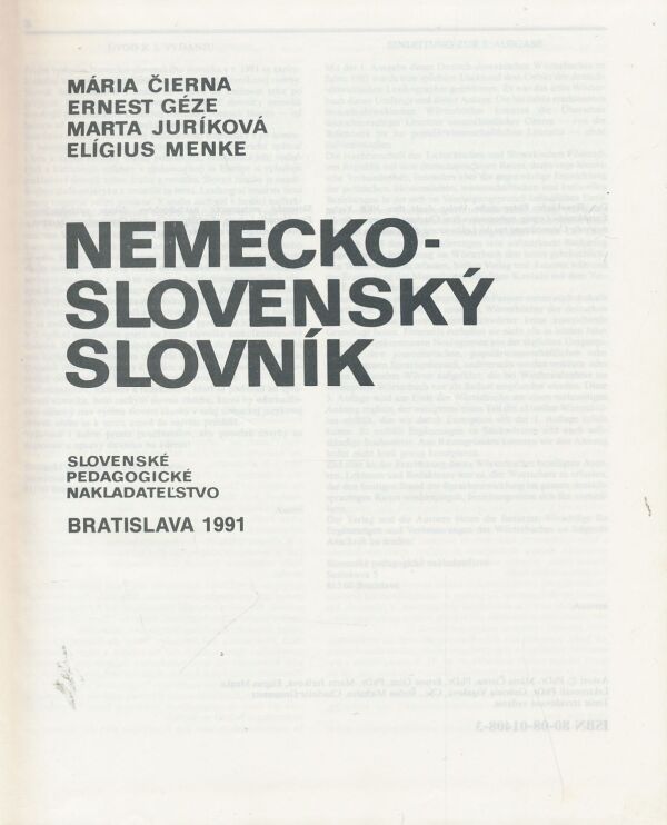 M. Čierna, E. Géze, M. Juríková, E. Menke: Nemecko-slovenský slovník