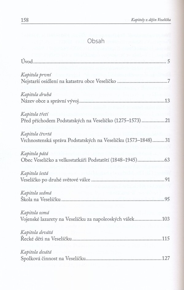 Lucie Pazderová: KAPITOLY Z DĚJIN VESELÍČKA