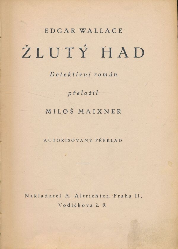 Edgar Wallace: Žlutý had